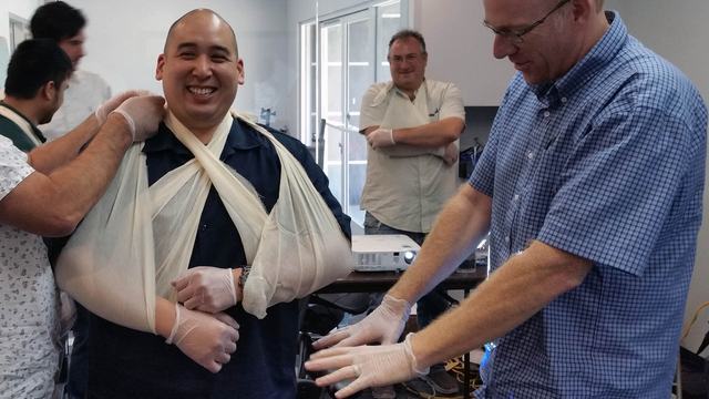Group training for onsite first aid.